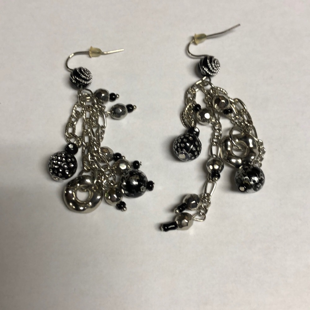 Black & Silver Dangle Earrings